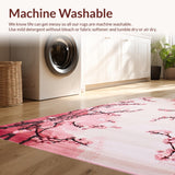 Ultra Soft Area Rug, Non Slip, Stain Resistant, Washable Area Rugs for Living Room, Bedroom, Artistic Minimalist Cherry Design(Pink)