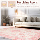 Ultra Soft Area Rug, Non Slip, Stain Resistant, Washable Area Rugs for Living Room, Bedroom, Luxurious Earthy Floral Motif(Beige)