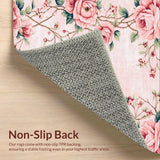 Ultra Soft Area Rug, Non Slip, Stain Resistant, Washable Area Rugs for Living Room, Bedroom, Elegant Pastel Rose Arrangement(Pink)