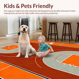 Ultra Soft Area Rug, Non Slip, Stain Resistant, Washable Area Rugs for Living Room, Bedroom, Retro Athletic Pattern Play(Brown)