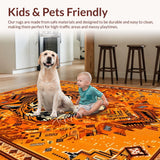Ultra Soft Area Rug, Non Slip, Stain Resistant, Washable Area Rugs for Living Room, Bedroom, Fun Safari Themed Decorative Piece(Orange)
