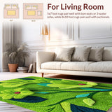 Ultra Soft Area Rug, Non Slip, Stain Resistant, Washable Area Rugs for Living Room, Bedroom, Whimsical Moss Green Bathroom Floral Mat(Green)