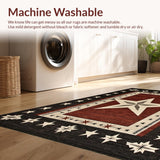Ultra Soft Area Rug, Non Slip, Stain Resistant, Washable Area Rugs for Living Room, Bedroom, Elegant Textured Brown Motif(Red)