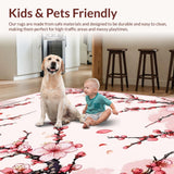 Ultra Soft Area Rug, Non Slip, Stain Resistant, Washable Area Rugs for Living Room, Bedroom, Romantic Branch Floral Elegance(Pink)