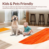 Ultra Soft Area Rug, Non Slip, Stain Resistant, Washable Area Rugs for Living Room, Bedroom, Rustic Tiled Orange Motif(Orange)