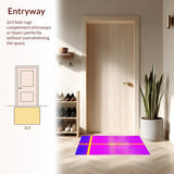 Ultra Soft Area Rug, Non Slip, Stain Resistant, Washable Area Rugs for Living Room, Bedroom, Dynamic Bright Patterned Mosaic(Purple)