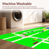 Ultra Soft Area Rug, Non Slip, Stain Resistant, Washable Area Rugs for Living Room, Bedroom, Vibrant Cityscape Educational Playmat(Green)