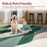 Ultra Soft Area Rug, Non Slip, Stain Resistant, Washable Area Rugs for Living Room, Bedroom, Contemporary Subtle Leaf Design(Green)