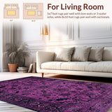 Ultra Soft Area Rug, Non Slip, Stain Resistant, Washable Area Rugs for Living Room, Bedroom, Classic Monochrome Trellis Features(Purple)