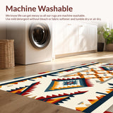 Ultra Soft Area Rug, Non Slip, Stain Resistant, Washable Area Rugs for Living Room, Bedroom, Machine Washable Latex Backing Southwestern Rug(Beige)