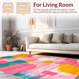 Ultra Soft Area Rug, Non Slip, Stain Resistant, Washable Area Rugs for Living Room, Bedroom, Artful Fluid Color Composition(Pink)