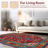 Ultra Soft Area Rug, Non Slip, Stain Resistant, Washable Area Rugs for Living Room, Bedroom, Lively Medley of Diverse Hues(Red)