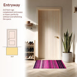 Ultra Soft Area Rug, Non Slip, Stain Resistant, Washable Area Rugs for Living Room, Bedroom, Bold Striped Beach Aesthetic Piece(Pink)