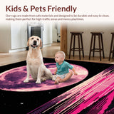 Ultra Soft Area Rug, Non Slip, Stain Resistant, Washable Area Rugs for Living Room, Bedroom, Moon Phase Elegant Textured Design(Purple)
