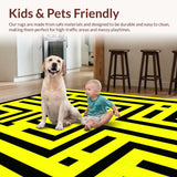 Ultra Soft Area Rug, Non Slip, Stain Resistant, Washable Area Rugs for Living Room, Bedroom, Dynamic Black and White Geometric Illusion(Yellow)