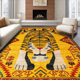 Ultra Soft Area Rug, Non Slip, Stain Resistant, Washable Area Rugs for Living Room, Bedroom, Vintage Ethnic Leopard Motif(Yellow)
