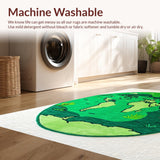 Ultra Soft Area Rug, Non Slip, Stain Resistant, Washable Area Rugs for Living Room, Bedroom, Circular Earth-Themed Rug for Playroom Learning Spaces(Green)