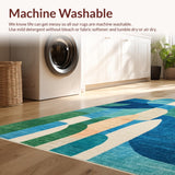 Ultra Soft Area Rug, Non Slip, Stain Resistant, Washable Area Rugs for Living Room, Bedroom, Oceanic Surfboard Pattern Rug with Playful Curves and Modern Beach Vibes(Blue)