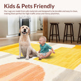 Ultra Soft Area Rug, Non Slip, Stain Resistant, Washable Area Rugs for Living Room, Bedroom, Soft Pastel Colorful Motif(Yellow)