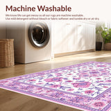Ultra Soft Area Rug, Non Slip, Stain Resistant, Washable Area Rugs for Living Room, Bedroom, Artful Cheerful Daisy Arrangement(White)