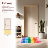 Ultra Soft Area Rug, Non Slip, Stain Resistant, Washable Area Rugs for Living Room, Bedroom, Rainbow Pink Purple Nursery Plush Playroom Carpet(Pink)