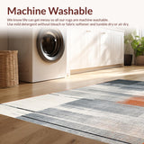 Ultra Soft Area Rug, Non Slip, Stain Resistant, Washable Area Rugs for Living Room, Bedroom, Rustic Geometric Color Play(Gray)