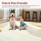 Ultra Soft Area Rug, Non Slip, Stain Resistant, Washable Area Rugs for Living Room, Bedroom, Stylish Beige Area With Cream And Gold Flowing(Beige)