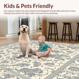 Elegant Damask with Smoke and Beige Tones Ornate Floral Motifs(Beige)