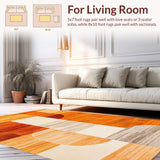 Ultra Soft Area Rug, Non Slip, Stain Resistant, Washable Area Rugs for Living Room, Bedroom, Washable Entryway Sun Print Minimalist Area Rug(Orange)