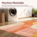 Ultra Soft Area Rug, Non Slip, Stain Resistant, Washable Area Rugs for Living Room, Bedroom, Elegant Peach and Gold Contemporary Floor Covering With Abstract Linear Motifs(Orange)