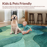 Ultra Soft Area Rug, Non Slip, Stain Resistant, Washable Area Rugs for Living Room, Bedroom, Turtle Tides Coastal Patterned Rug with Underwater Marine Abstract Art(Blue)