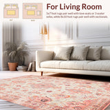 Ultra Soft Area Rug, Non Slip, Stain Resistant, Washable Area Rugs for Living Room, Bedroom, Gorgeous Timeless Print Design(Pink)