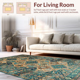 Ultra Soft Area Rug, Non Slip, Stain Resistant, Washable Area Rugs for Living Room, Bedroom, Artistic Vintage Tiled Arrangement(Beige)