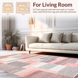 Ultra Soft Area Rug, Non Slip, Stain Resistant, Washable Area Rugs for Living Room, Bedroom, Artistic Pastel Boxed Patterns(Pink)