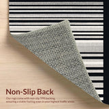 Ultra Soft Area Rug, Non Slip, Stain Resistant, Washable Area Rugs for Living Room, Bedroom, Graphic Linear Bar Rug With Striking Black And White Band Contrast(Gray)