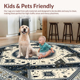 Ultra Soft Area Rug, Non Slip, Stain Resistant, Washable Area Rugs for Living Room, Bedroom, Contemporary Celestial Orb Elements(Beige)