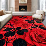 Ultra Soft Area Rug, Non Slip, Stain Resistant, Washable Area Rugs for Living Room, Bedroom, Striking Minimalist Nature Theme(Red)