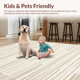 Ultra Soft Area Rug, Non Slip, Stain Resistant, Washable Area Rugs for Living Room, Bedroom, Chic Neutral Minimalist Pattern(Beige)