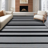 Ultra Soft Area Rug, Non Slip, Stain Resistant, Washable Area Rugs for Living Room, Bedroom, Sleek Minimalist Striped Motif(Black)