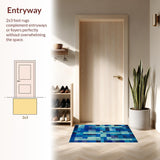 Ultra Soft Area Rug, Non Slip, Stain Resistant, Washable Area Rugs for Living Room, Bedroom, Blue Ribbon Knot Rug with Repeating Bow Shapes and Linear Details(Blue)