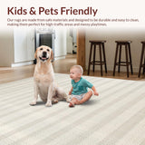 Ultra Soft Area Rug, Non Slip, Stain Resistant, Washable Area Rugs for Living Room, Bedroom, Trendy Rustic Knit Pattern(Beige)