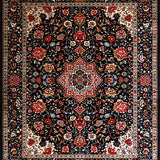 Ultra Soft Area Rug, Non Slip, Stain Resistant, Washable Area Rugs for Living Room, Bedroom, Stylish Monochrome Botanical Motif(Black)