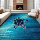 Ultra Soft Area Rug, Non Slip, Stain Resistant, Washable Area Rugs for Living Room, Bedroom, Elegant Ocean-Inspired Motif(Blue)
