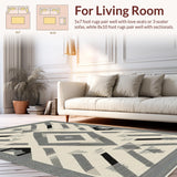 Ultra Soft Area Rug, Non Slip, Stain Resistant, Washable Area Rugs for Living Room, Bedroom, Elegant Symmetrical Trellis Aesthetic(Beige)