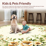 Ultra Soft Area Rug, Non Slip, Stain Resistant, Washable Area Rugs for Living Room, Bedroom, Elegant Earthy Floral Display(Beige)