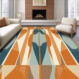Ultra Soft Area Rug, Non Slip, Stain Resistant, Washable Area Rugs for Living Room, Bedroom, Bright Ocean Wave Inspired Rug(Orange)