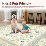 Ultra Soft Area Rug, Non Slip, Stain Resistant, Washable Area Rugs for Living Room, Bedroom, Beige Flower Design Throw Non Slip Entryway(Beige)