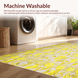 Lemon Zest Dream Round Bright Yellow & Beige Botanical Area(Yellow)