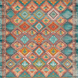 Ultra Soft Area Rug, Non Slip, Stain Resistant, Washable Area Rugs for Living Room, Bedroom, Rustic Geometric Teal Elegance(Orange)