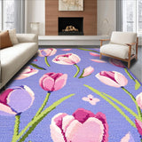 Ultra Soft Area Rug, Non Slip, Stain Resistant, Washable Area Rugs for Living Room, Bedroom, Charming Seasonal Floral Arrangement Style(Purple)